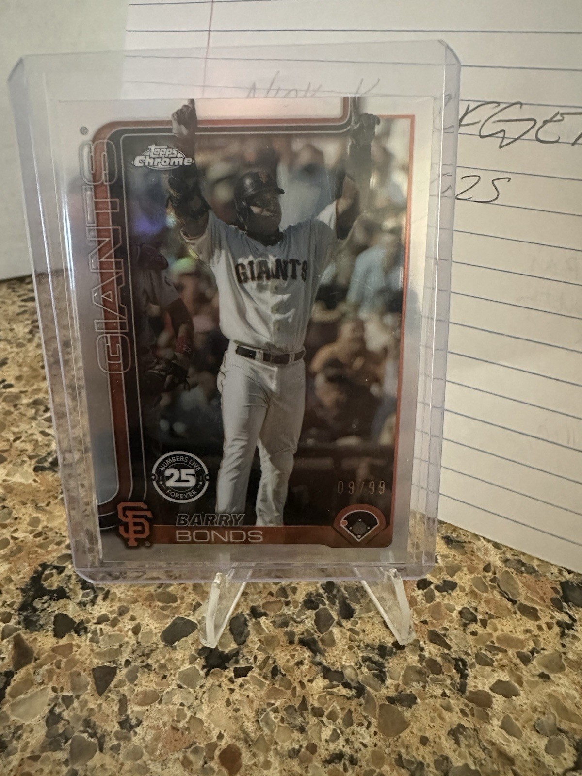 BARRY BONDS 2025 TOPPS CHROME #NLF-1 NUMBERS LIVE FOREVER REFRACTOR 09/99 GIANTS