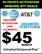 AT T ESIM with 30 DAYS  45 plan   UNLIMITED T/T  4G/5G DATA   ATT DEALER