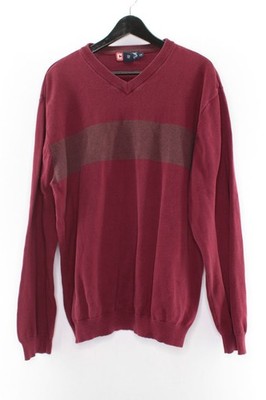 Chaps Herren Pullover Gr. L Bordeaux Baumwolle #FD-33
