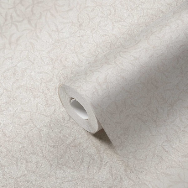 Florale Vliestapete Mit Zweigen Und BlüTen – Creme, Grau, Beige-image