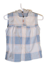Carters Toddler Girls Vest 2T White Blue Sleeveless Hooded Zip Up