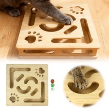 Cat Scratch Puzzle Enrichment Box, Wooden Cat Nail File Enrichment Box  3 Balls