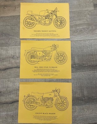 Vintage Brit motorcycle artist renderings/Triumph/BSA/ Vincent 60's cool
