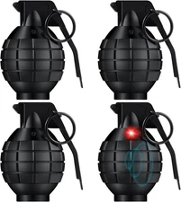 4 Pcs Plastic Hand Grenades with Realistic Sound Effects and Flashing Light,Fake