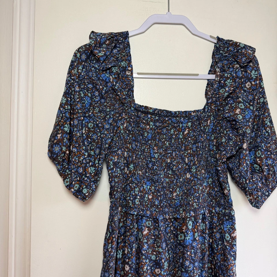 Maxi Vestido Vineyard Vines Cuello Cuadrado Estampado Floral Azul Talla S Foto 2 de 4