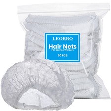 LEOBRO 50PCS Disposable Hair Nets 21in Bouffant Caps Food Service White