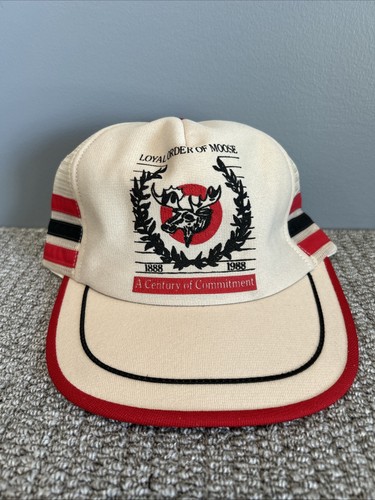 3 Strip Hat Trucker Snap Back Loyal Order Of Moose 1888 1988 Vintage - Picture 1 of 9