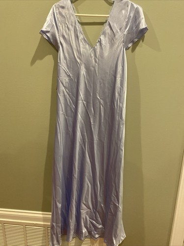 Enchanting Slip Lingerie Pastel Blue Satin Spaghetti Strap Women's L 14-16 - Picture 4 of 6