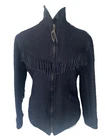 Vintage Ralph Lauren Country Zip Front Wool Fringe Jacket Women’s Size S