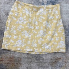 Y2K Abercrombie  Fitch Butter Yellow Floral Linen Mini Skirt Women  s Medium