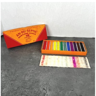 Vintage Binney & Smith An-Du-Septic Dustless Chalk 12 Colors No 6112 USA Made