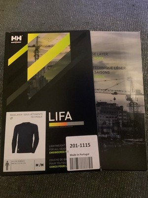 Helly Hansen LIFA MARINEBLAU Rundhalsausschnitt DRYWEAR Langarm-Unterwäsche M/M neu mit Etikett