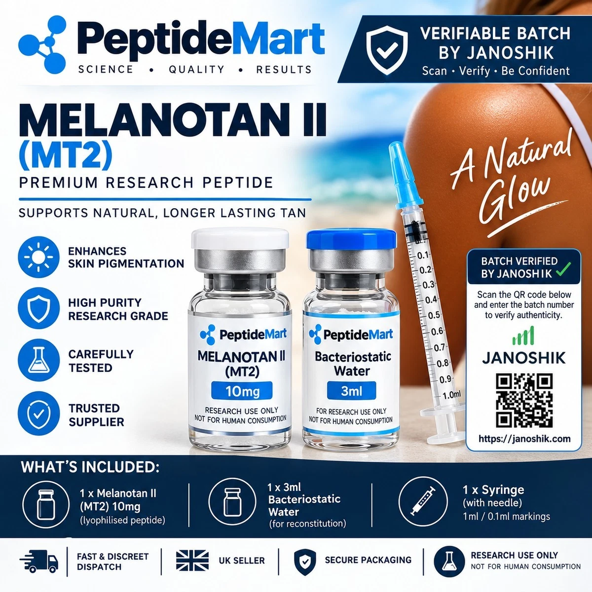 Potenciador del bronceado Melanotan (MT2) 10 mg péptido aumenta el bronceado profundiza el color