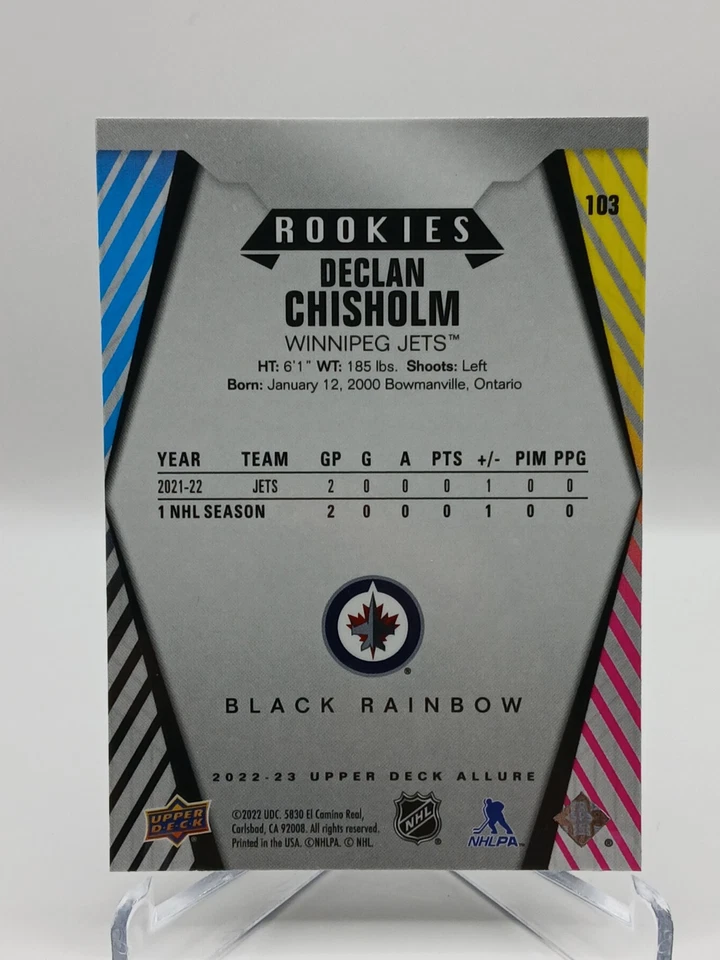 2022-23 Upper Deck Allure 103 Declan Chisholm Rookie Black Rainbow NHL - Image 2 of 2