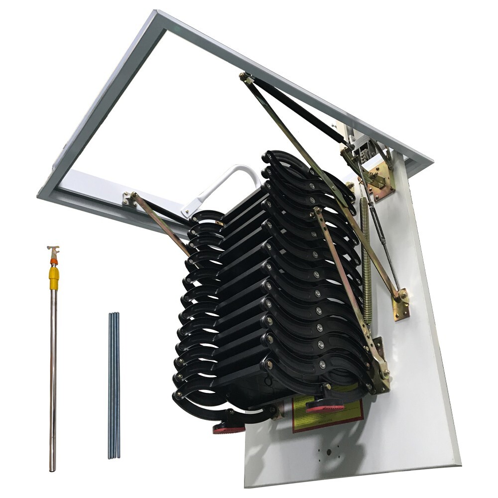 Pull-down Ceiling  Folding Stairs Retractable Loft Attic Stairs 31.5*35.43inOpen-image