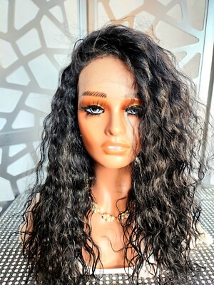 Black Curly Wig, Wavy BlackLace Wig Free Parting wig, 13x6  display picture 2