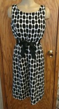 Women's Dress Black White Polka Dot Dressbarn Size 10 Woman Sleeveless Lined 