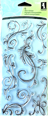 Sketchy Flourishes Clear Acrylic Stamp Set by Inkadinkado 97632 NEW!