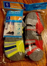 Gildan boys No show socks /6 Pair/3-9 Shoe Size