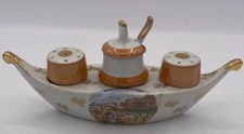 Berck Plage Lustreware Salt & Pepper Condiment Boat Made in France