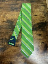 Brooks Brothers Green With Blue  White Stripes 100 Silk Men's Necktie 58"