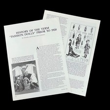 Antique Fashion Dolls History Article 7 Pages with Photos
