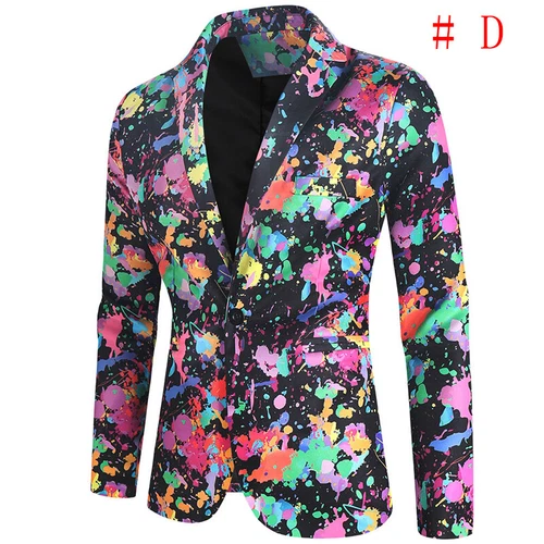Mens Christmas Blazer Festive Coat Print Suits Jacket Xmas Party Jacket Costumes - Picture 19 of 54