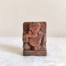 Antico Fatto a Mano Lord Ganesh Figura Statua di Legno Old da Collezione WD514