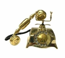 Telephone Gold Brass American Landline Antique Vintage Look New Rotary Dial Gift