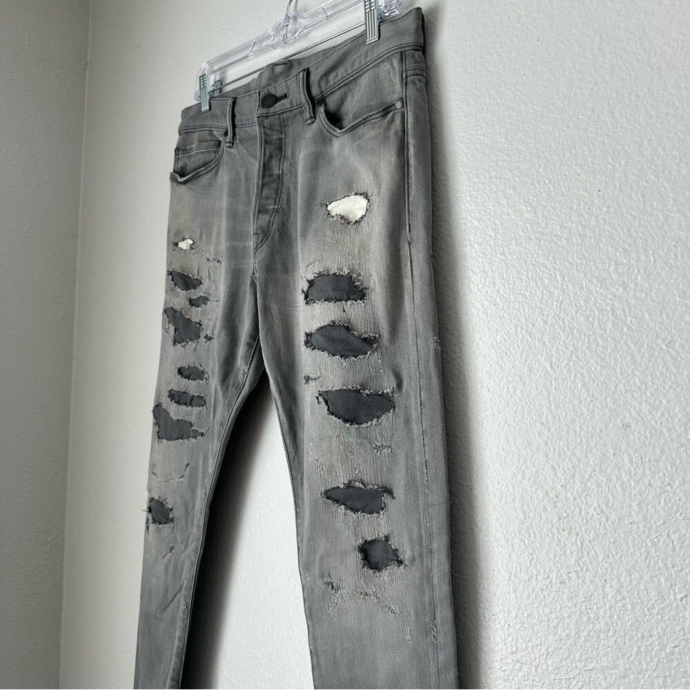 John Elliot Black Gray Distressed patchwork Skinn… - image 4