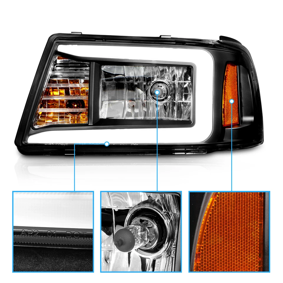 [Barra LED] 01-11 para camioneta Ford Ranger luz de circulación LED faros negros Foto 4 de 4