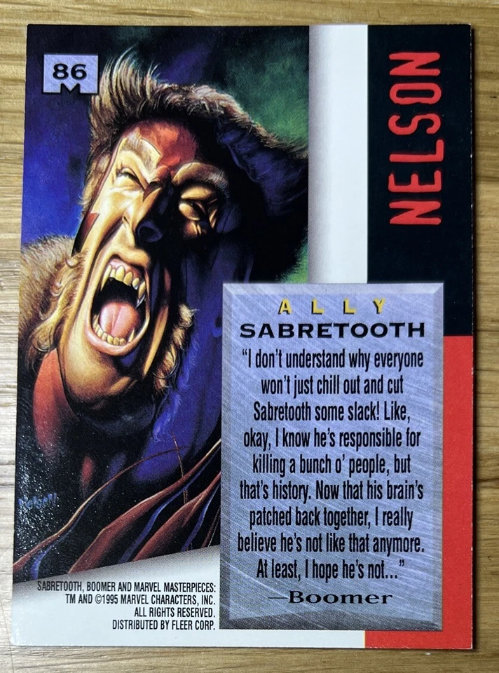 Spider-Man 1994 Fleer Marvel Masterpieces Trading Card #86 SABRETOOTH - Image 2 of 2