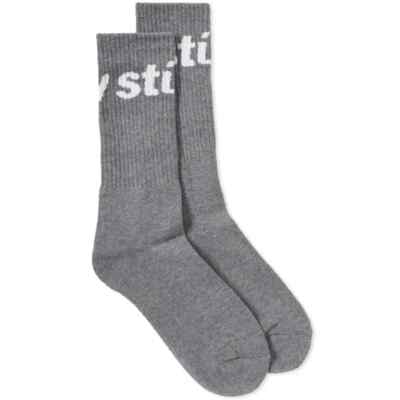 Stussy x Jacquard Logo Crew Socks 1-Pack Heather Grey (STUF162