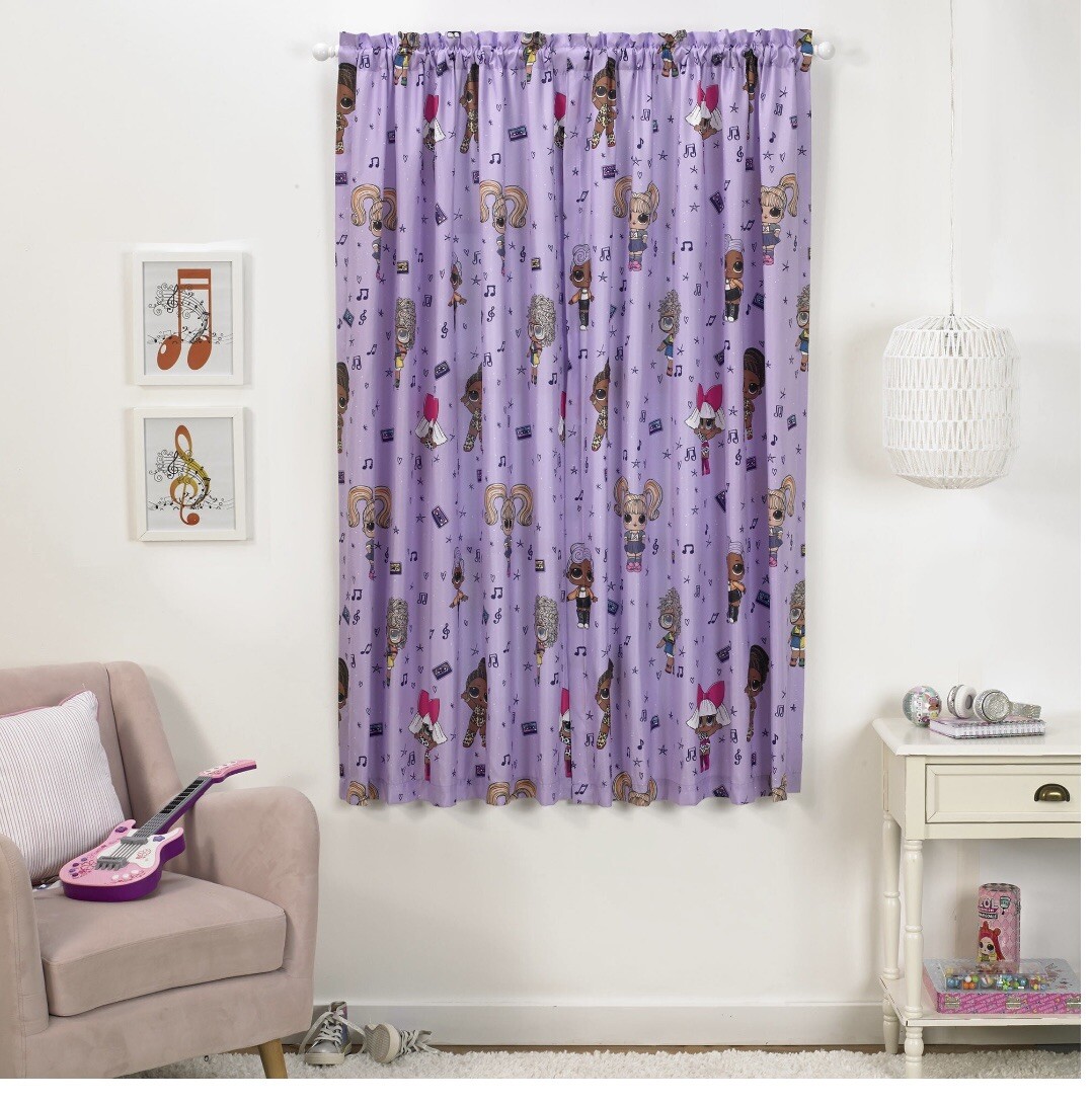 LOL Surprise Kids Bedroom Curtains, 2 Panel Set, Light Filtering, 63