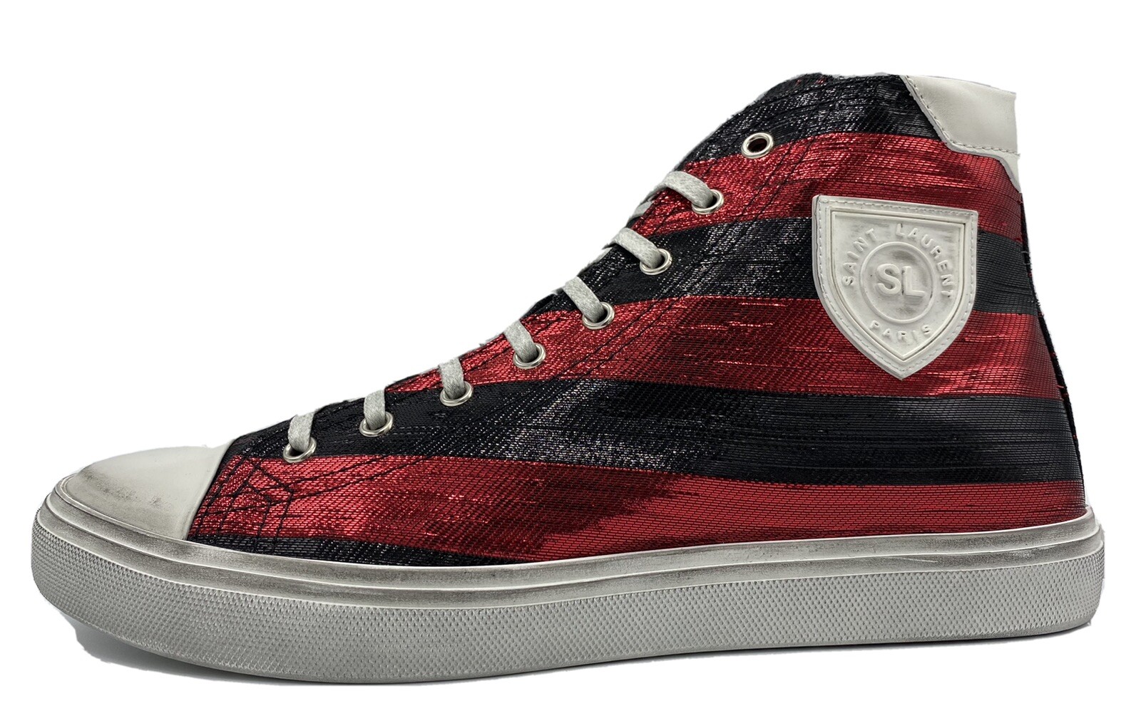 Sneakers alte Saint Laurent cromate $900 taglia US 12 Made in Italy