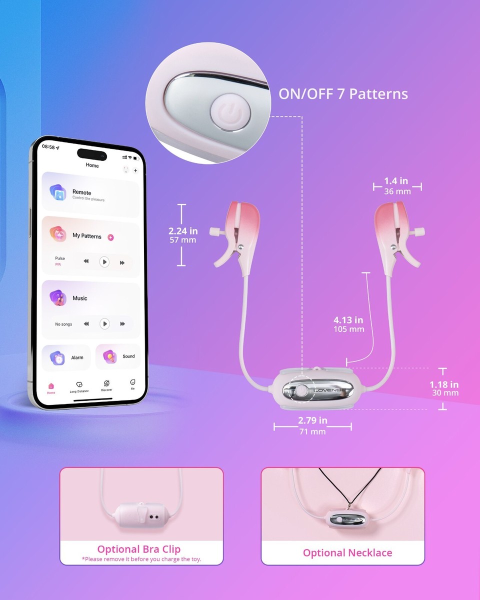 LOVENSE Gemini Vibrating Nipple Clamps Bluetooth Adjustable Nipple  Stimulator | eBay