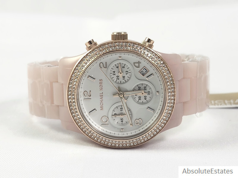 Michael Kors pavé-embellished rose gold watch NWT NEW Michael Kors Runway Pave Rose Gold Glitz Blush Pink  main image 3