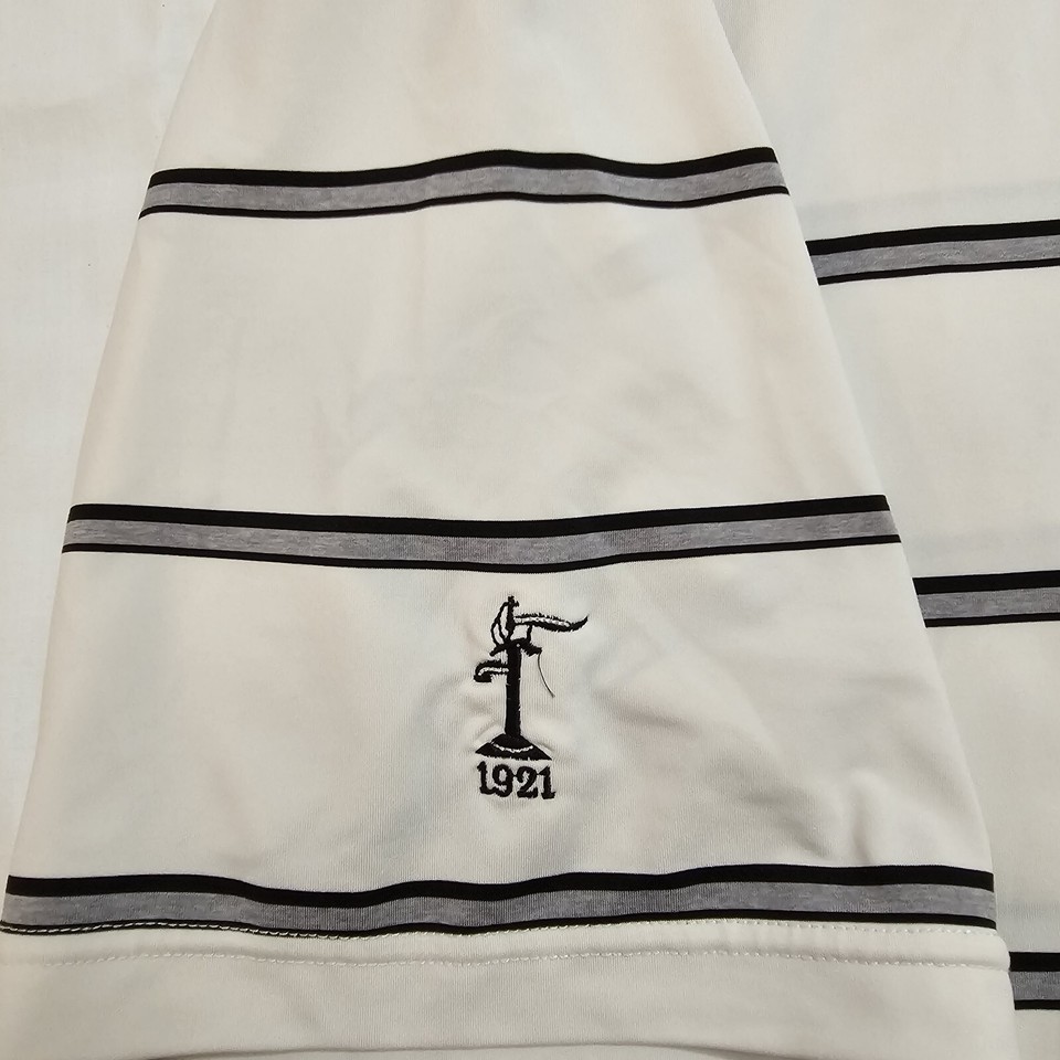 FootJoy Polo Shirt Mens Extra Medium White Striped FJ Golf Rugby Adult