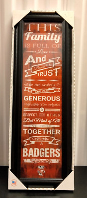 Wisconsin Badgers Officially Licensed Family Cheer Print Framed 8x24