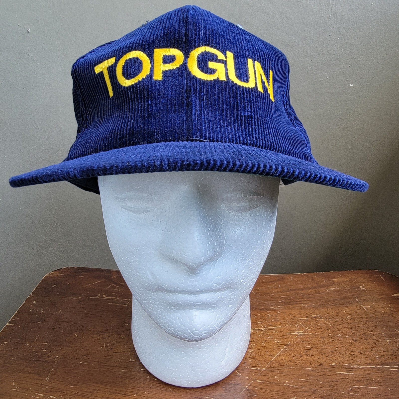 Vintage 1980s TOP GUN Blue & Yellow Corduroy Snapback Cap Hat Yupoong | eBay