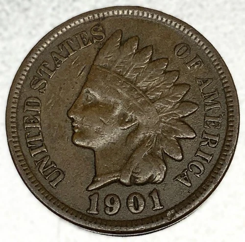 1901 Indian Head Cent F Fine Condition Penny 1c Cent - 2436