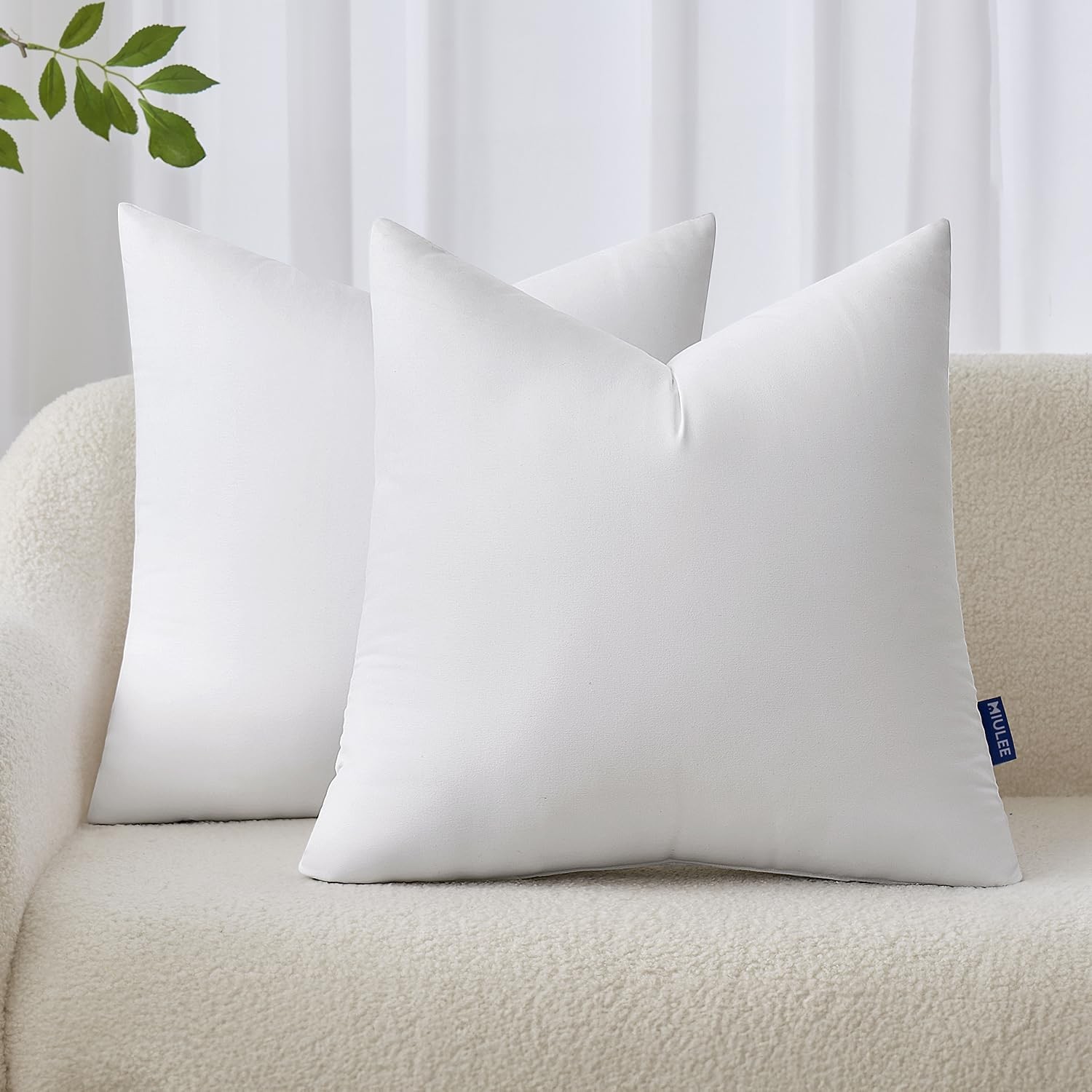 MIULEE 20x20 Inches Pillow Inserts Pack of 2, Decorative Inch, White 