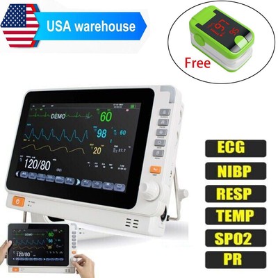 US 10 Inch Multi-parameter Monitor ICU CCU Vital Sign Patient Monitor+oximeter