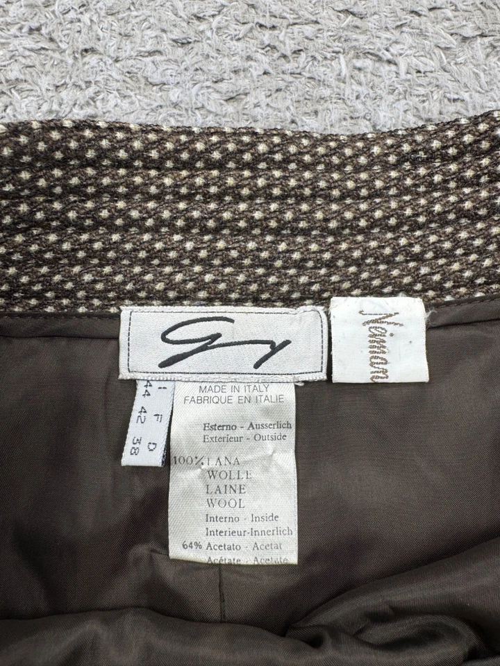 Юбка женская Neiman Marcus 8 коричневая шерстяная геометрический твид миди плиссированный карандаш винтажный - Изображение 3 из 4