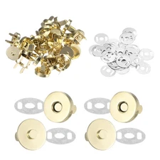 24Set Magnetic Snap Buttons, Magnetic Snap Closures for Purses [Golden, 14mm]