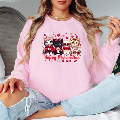 Cozy Cats Valentines Crew Ready Damen Sweatshirt Kawaii Katzenliebhaber