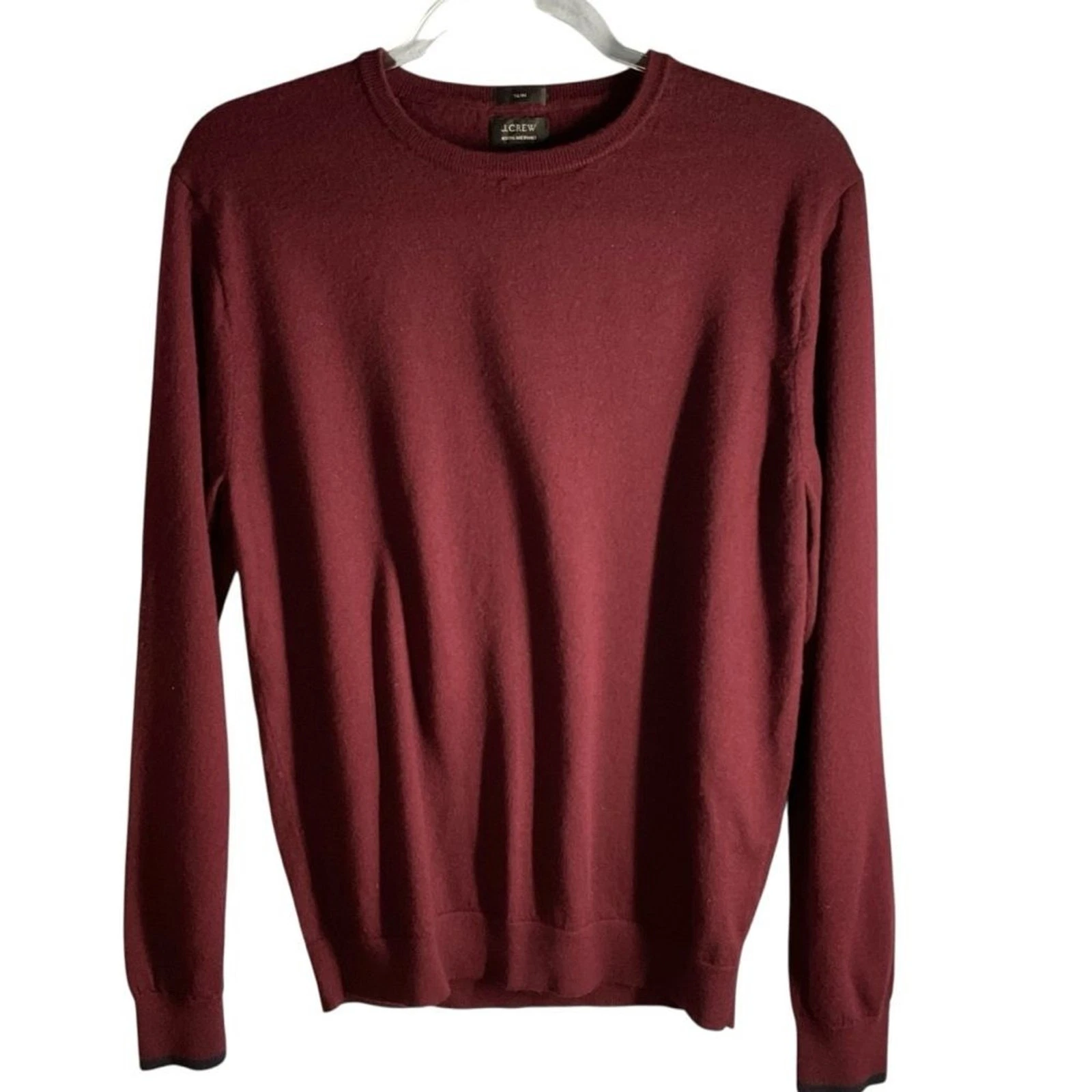 J.Crew Burgundy Men's Slim Crewneck Merino Wool Sweater Sz. M Style AS388