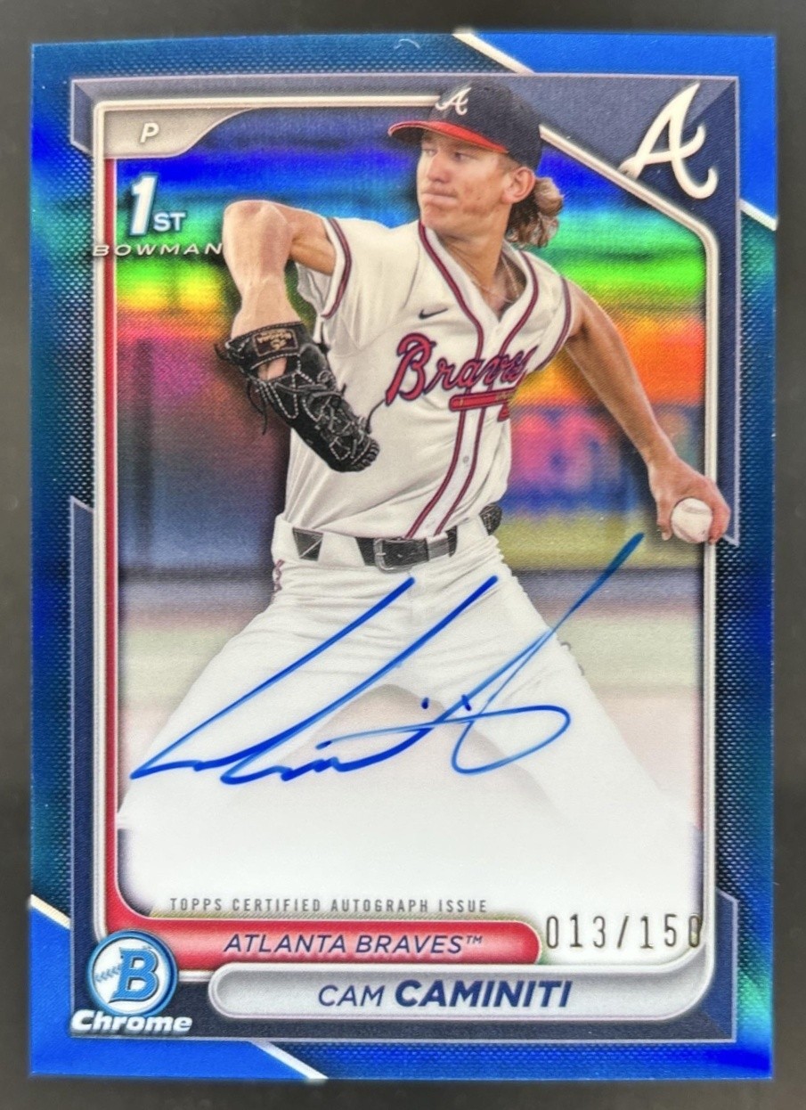 2024 Bowman Draft Cam Caminiti Chrome Auto Blue Refractor 1st #/150 Braves