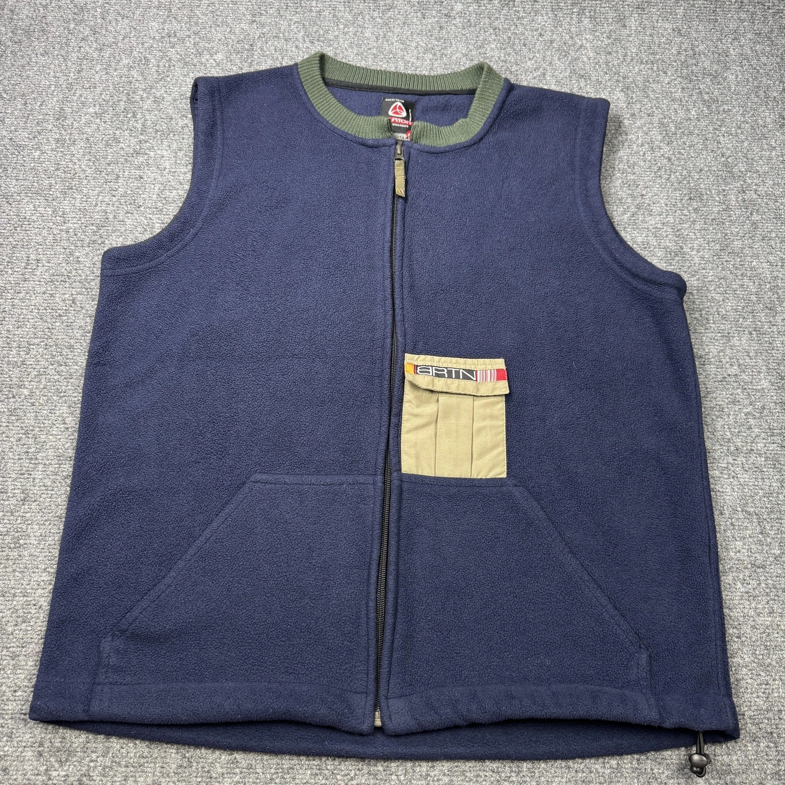 Burton Snowboards Fleece Vest Mens Medium Navy Blue Full Zip BRTN Pocket