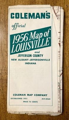 VINTAGE Coleman s Official 1956 Map Of Louisville And Jefferson County, Kentucky